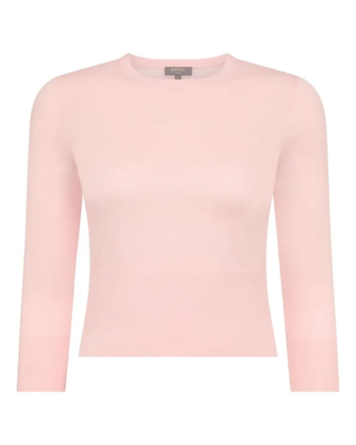 NPeal Tops and Tshirts Women Superfine Cashmere Crop Jumper Blush Pink