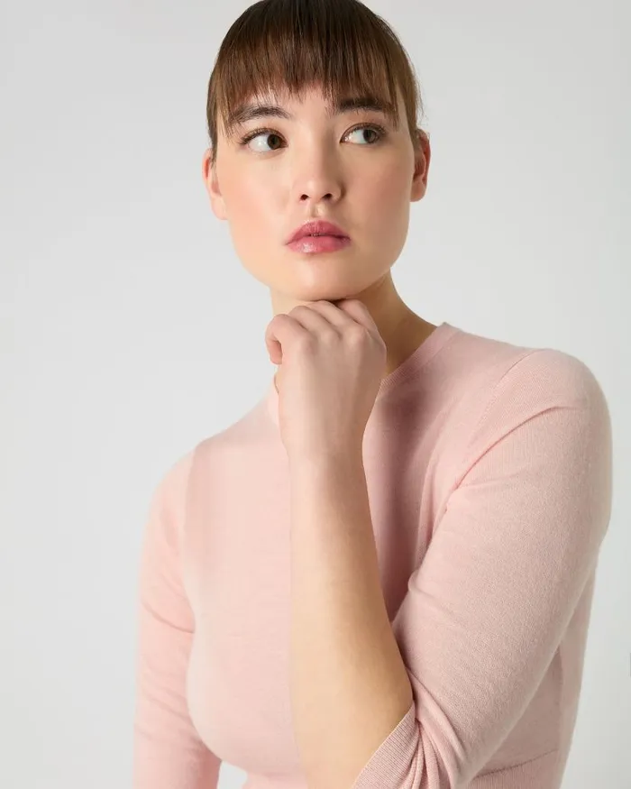 NPeal Tops and Tshirts Women Superfine Cashmere Crop Jumper Blush Pink
