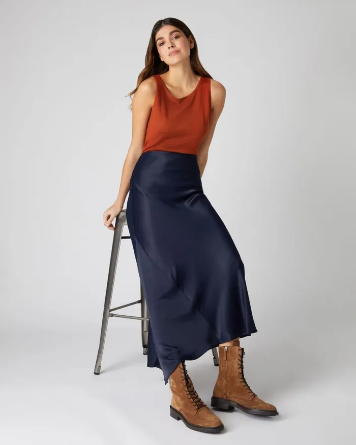 NPeal Tops and Tshirts Women Superfine Cashmere Shell Top Tawny Orange
