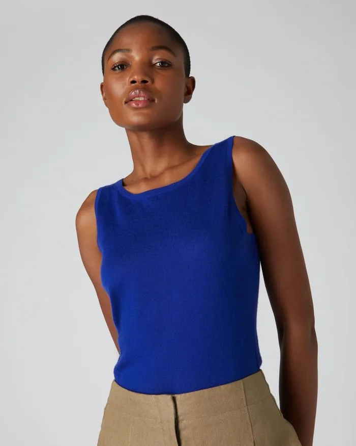 NPeal Tops and Tshirts Women Superfine Cashmere Shell Top Ultramarine Blue