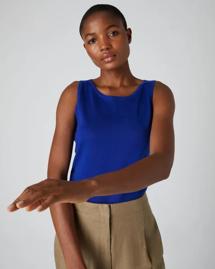 NPeal Tops and Tshirts Women Superfine Cashmere Shell Top Ultramarine Blue