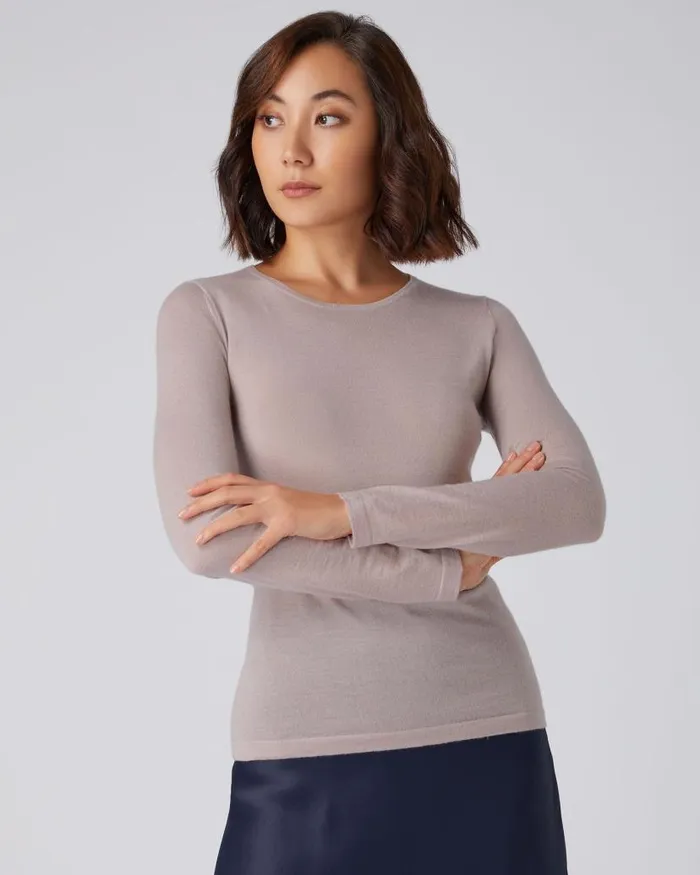 NPeal Tops and Tshirts Women Superfine Long Sleeve Cashmere Top Dune Pink