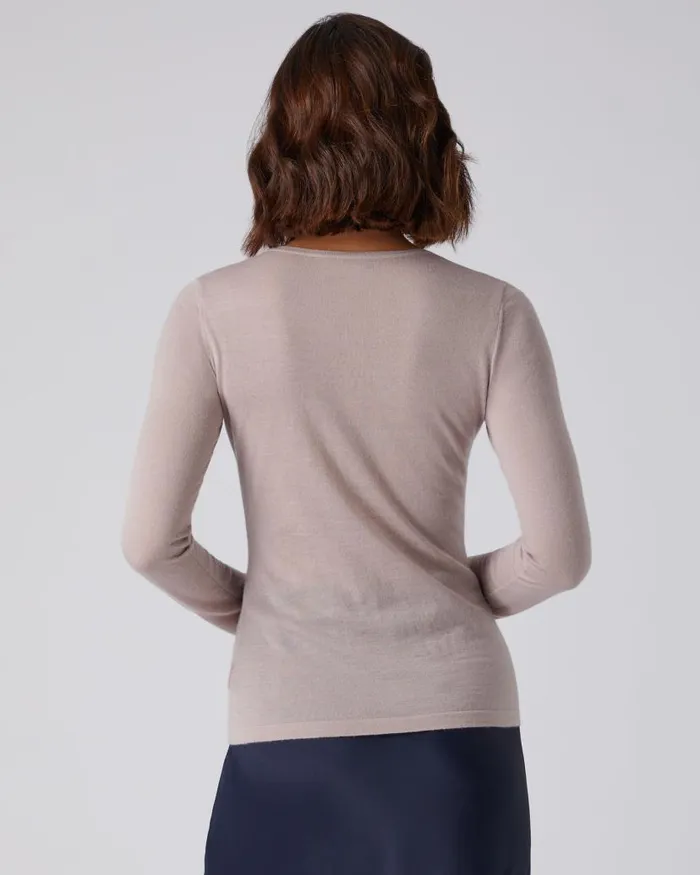 NPeal Tops and Tshirts Women Superfine Long Sleeve Cashmere Top Dune Pink