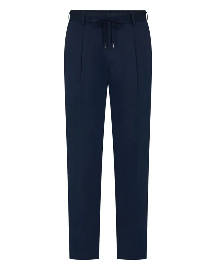 NPeal Trousers Men Sorrento Cotton Cashmere Drawstring Trouser Navy Blue