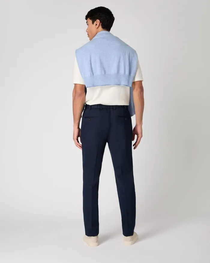 NPeal Trousers Men Sorrento Cotton Cashmere Drawstring Trouser Navy Blue