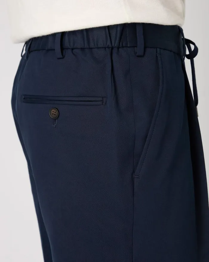 NPeal Trousers Men Sorrento Cotton Cashmere Drawstring Trouser Navy Blue