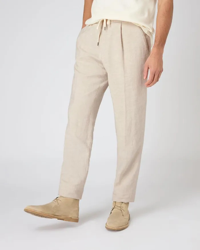 NPeal Trousers Men Sorrento Linen Drawstring Trouser Sand Brown