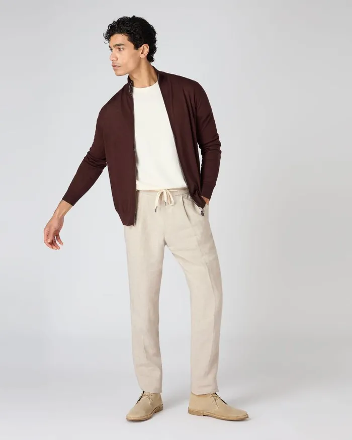 NPeal Trousers Men Sorrento Linen Drawstring Trouser Sand Brown