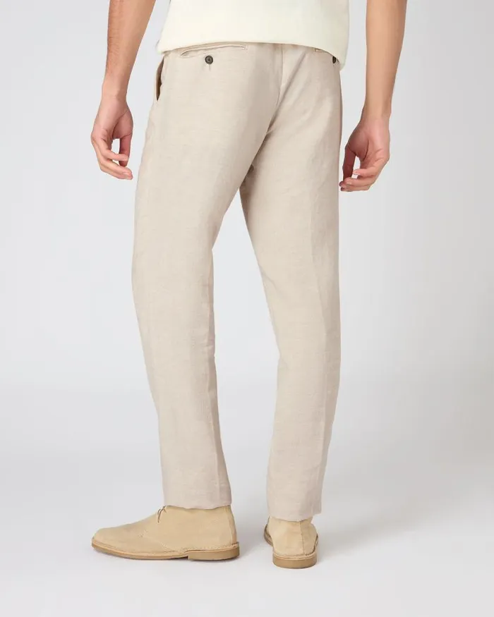 NPeal Trousers Men Sorrento Linen Drawstring Trouser Sand Brown