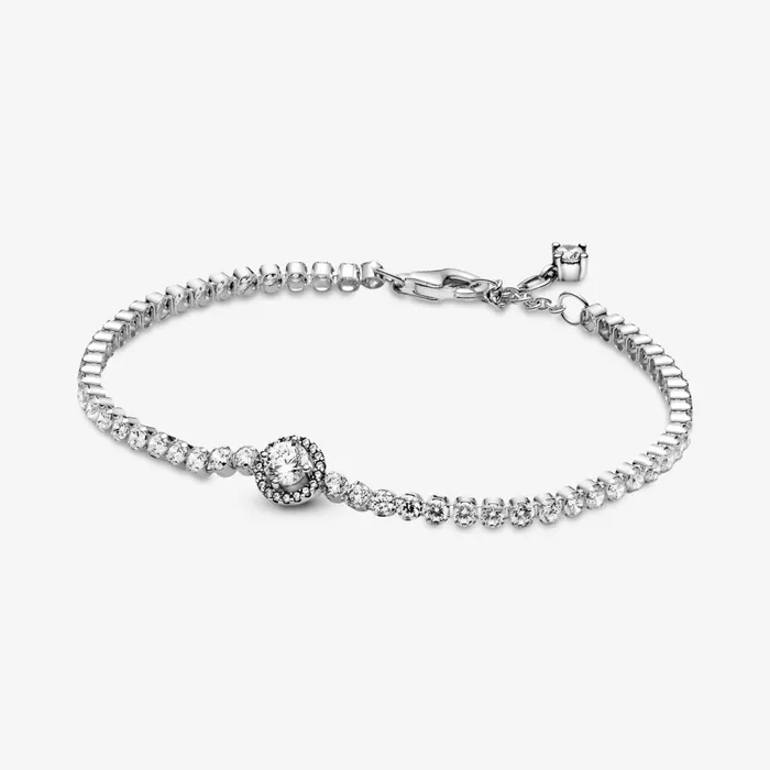 Noncharm Bracelets Women Pandora Sparkling Halo Tennis Bracelet Sterling Silver