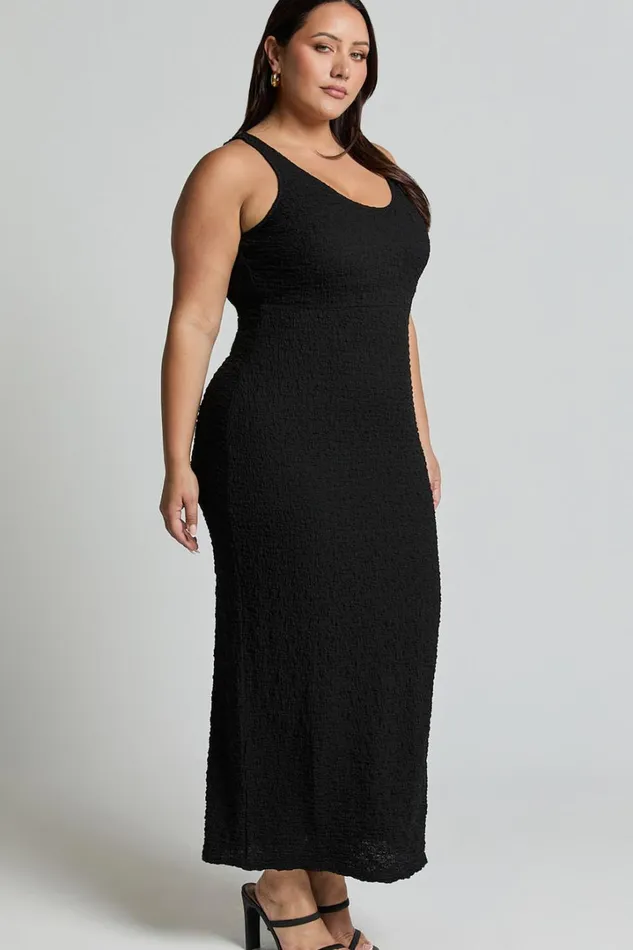 Novida Midi Dress 8211 Textured Bodycon Dress In Black Women Showpo Curve Clothes