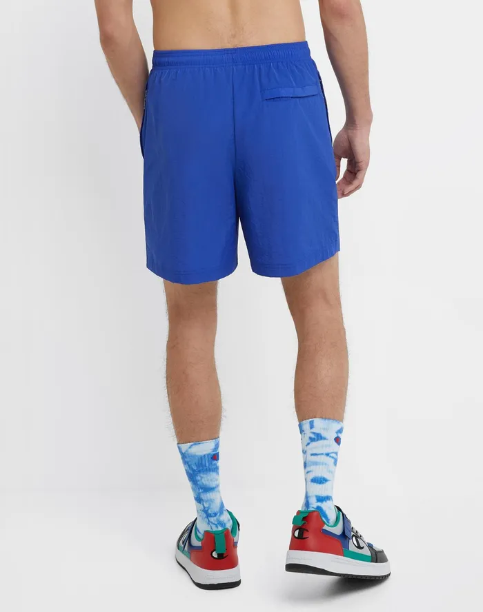 Nylon WarmUp Shorts With Mesh Liner Script Logo 6034 Deep Dazzling Blue Men Champion Shorts
