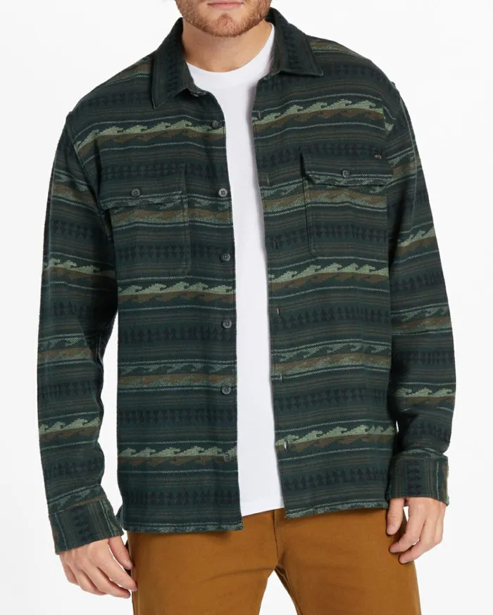 Offshore Jacquard Flannel Long Sleeve Shirt Dark Forest Men Billabong Flannels