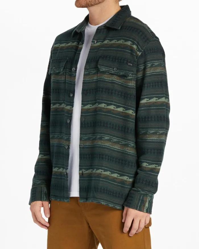 Offshore Jacquard Flannel Long Sleeve Shirt Dark Forest Men Billabong Flannels
