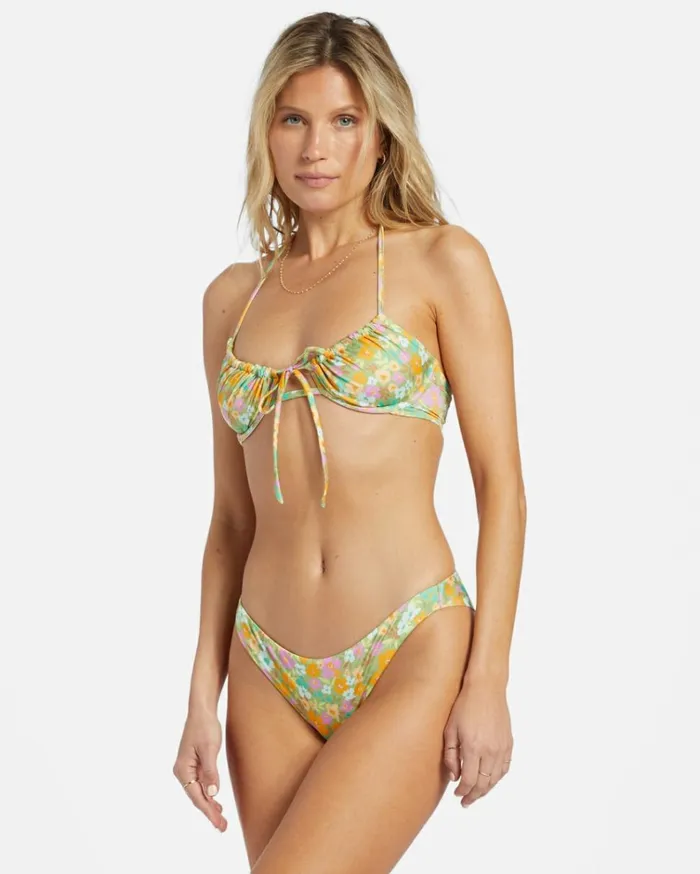 On The Bright Side Tanga Bikini Bottoms Palm Green Women Billabong Bikinis