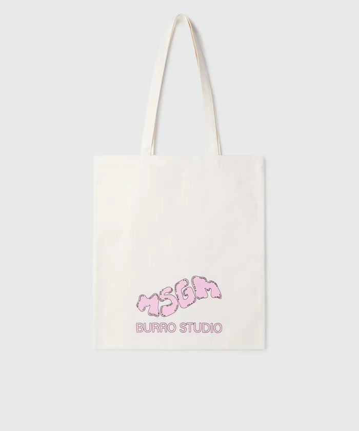 Organic Cotton 034Fantastic Green Burro Studio034 Beige Tote Bag WomenMen MSGM Tote Bags