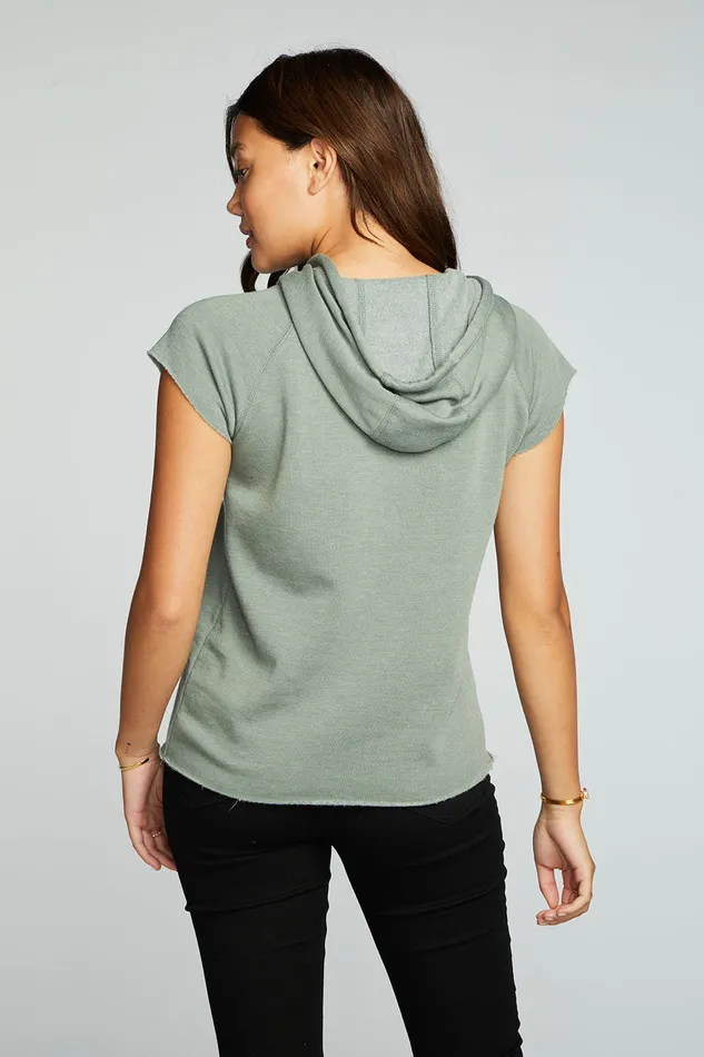 Outerwear Chaser Brand Womens Vintage Fleece Short Sleeve Hooded Pullover