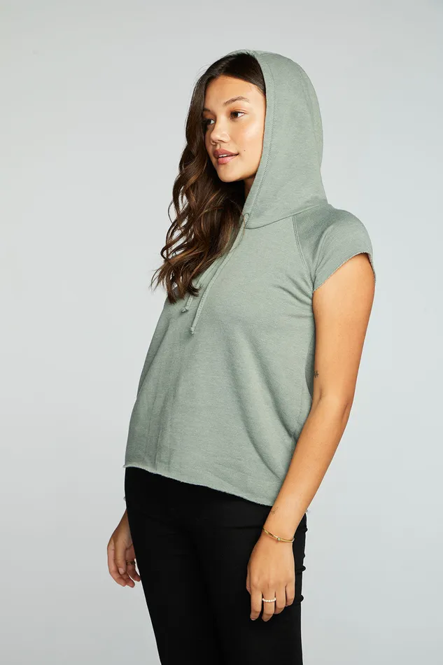 Outerwear Chaser Brand Womens Vintage Fleece Short Sleeve Hooded Pullover