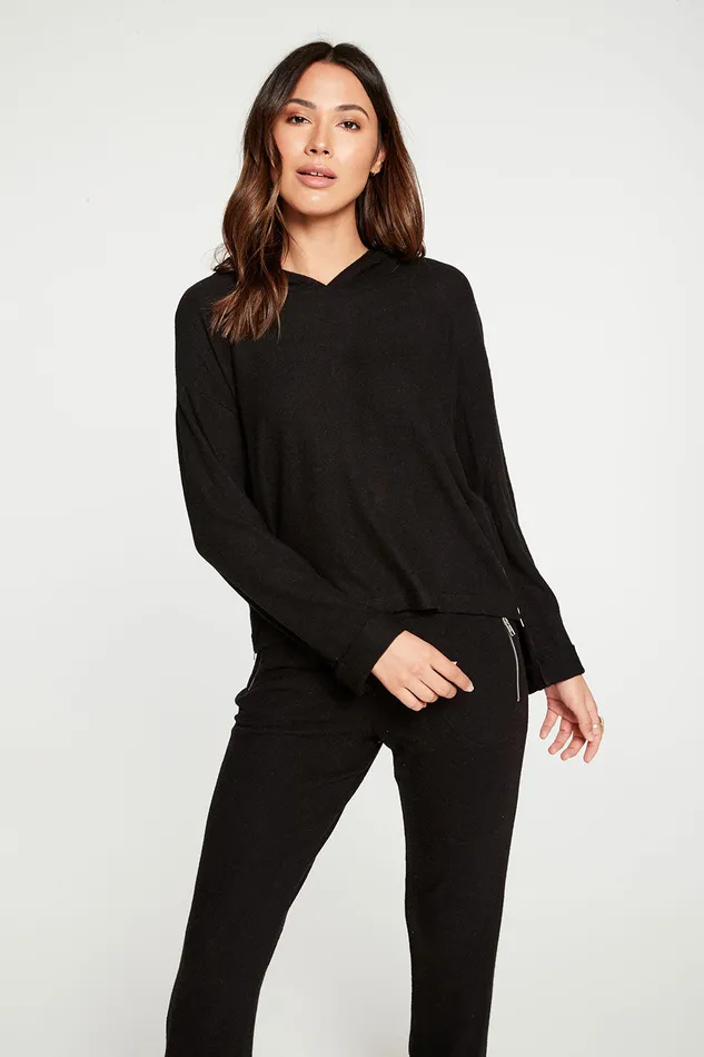 Outerwear Love Knit Long Sleeve Side Zip Pullover Hoodie Chaser Brand Womens