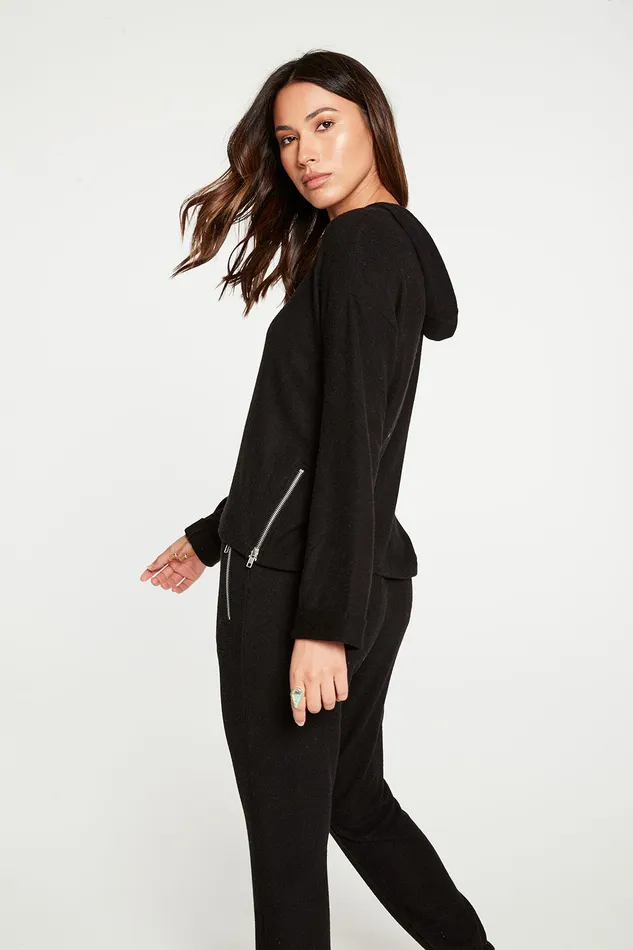 Outerwear Love Knit Long Sleeve Side Zip Pullover Hoodie Chaser Brand Womens