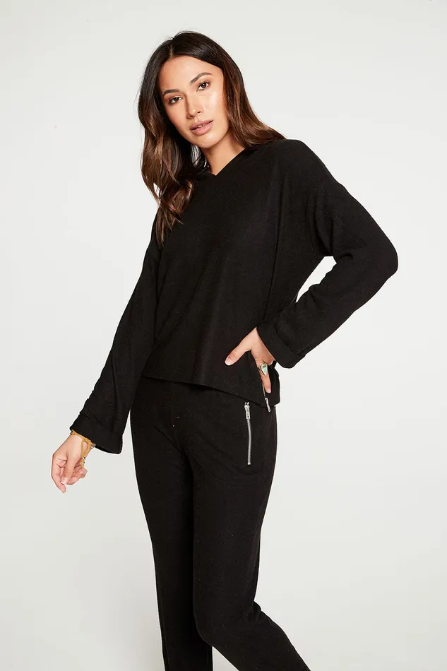 Outerwear Love Knit Long Sleeve Side Zip Pullover Hoodie Chaser Brand Womens