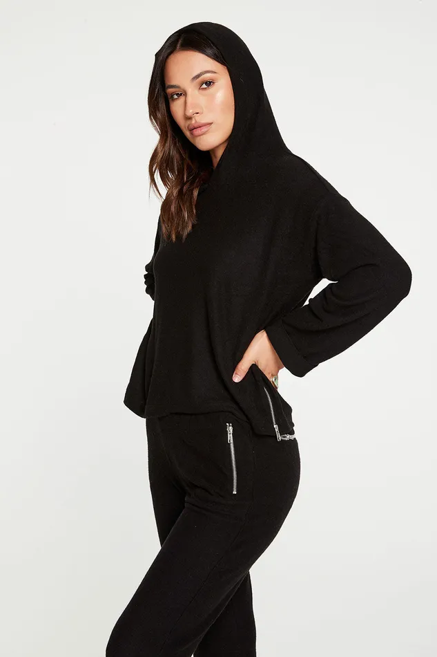 Outerwear Love Knit Long Sleeve Side Zip Pullover Hoodie Chaser Brand Womens