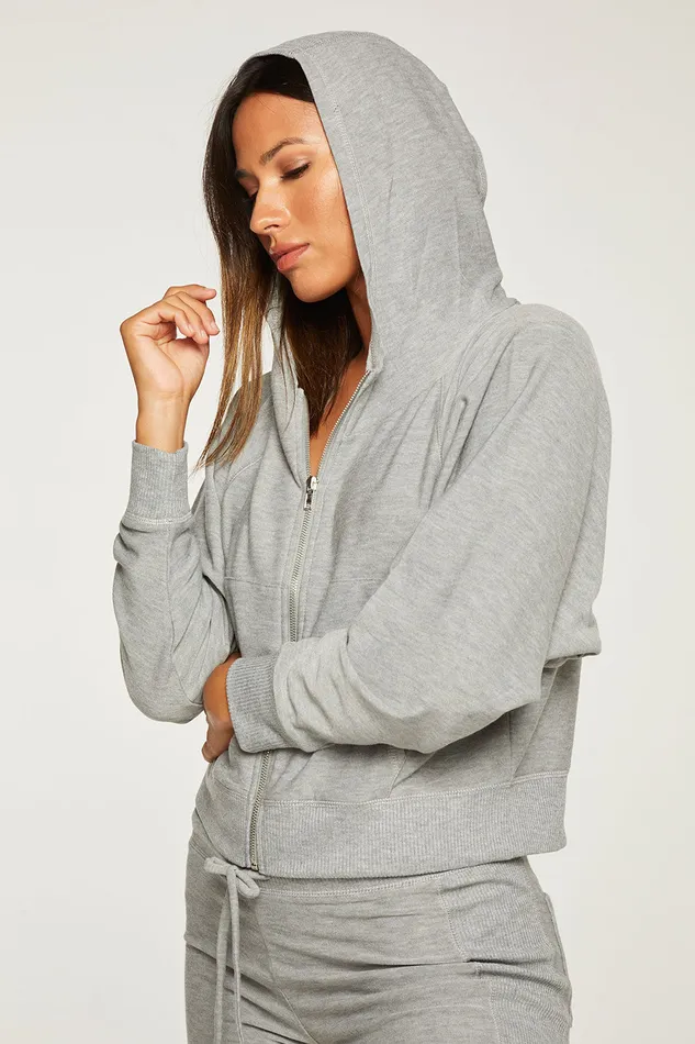 Outerwear Womens Cozy Knit Long Sleeve Batwing Zip Up Hoodie with Rib Chaser Brand