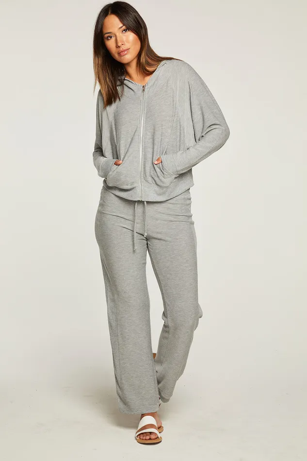 Outerwear Womens Cozy Knit Long Sleeve Batwing Zip Up Hoodie with Rib Chaser Brand