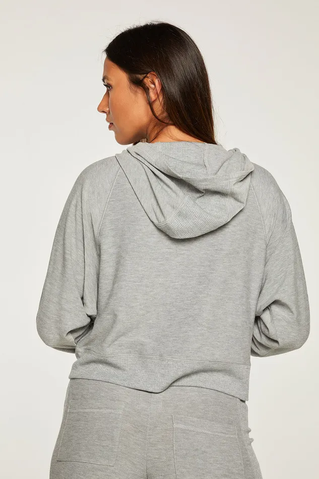 Outerwear Womens Cozy Knit Long Sleeve Batwing Zip Up Hoodie with Rib Chaser Brand
