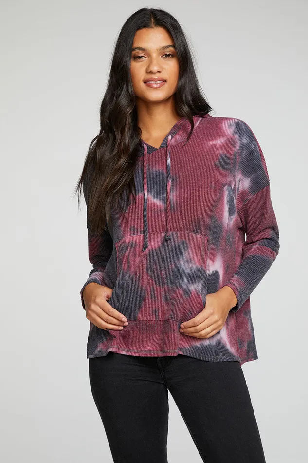 Outerwear Womens Rpet Love Rib Long Sleeve Drop Shoulder Slit Side Pullover Hoodie Chaser Brand