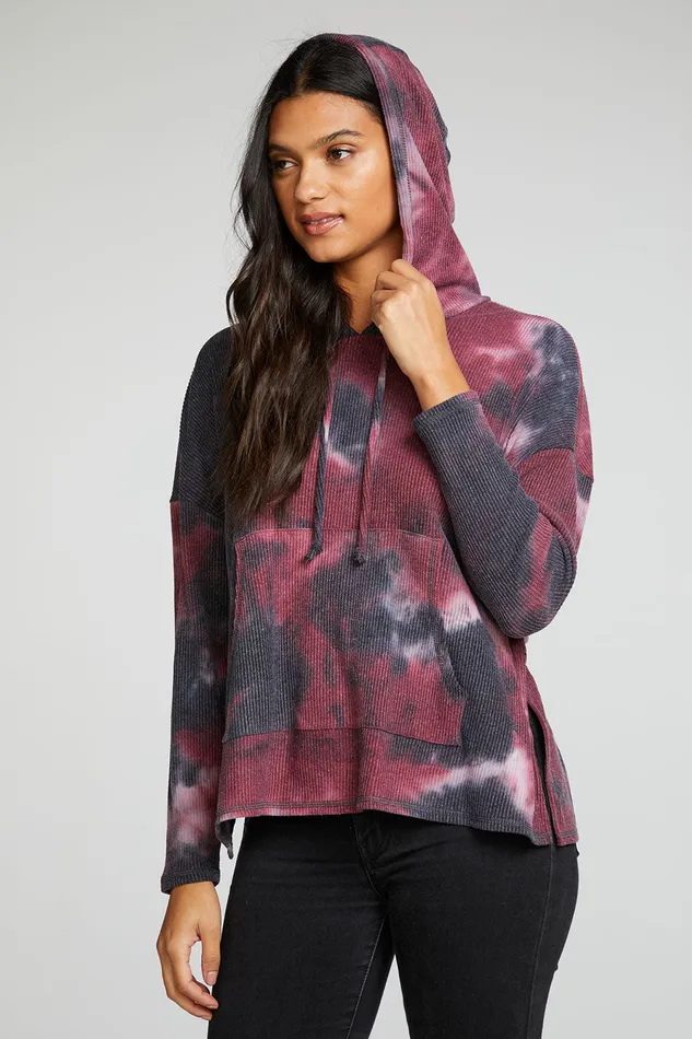 Outerwear Womens Rpet Love Rib Long Sleeve Drop Shoulder Slit Side Pullover Hoodie Chaser Brand