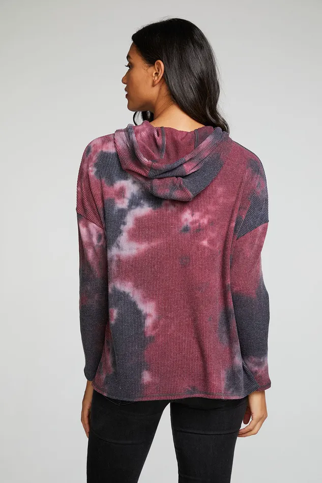 Outerwear Womens Rpet Love Rib Long Sleeve Drop Shoulder Slit Side Pullover Hoodie Chaser Brand