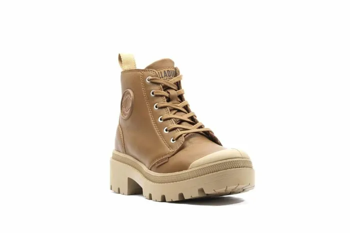 Palladium Pallabase Leather Dear Brown Women Heel Boots