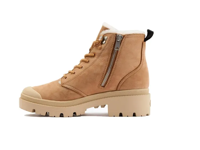 Palladium Pallabase Nubuck Zip Wl Ochre Tan Women Boots