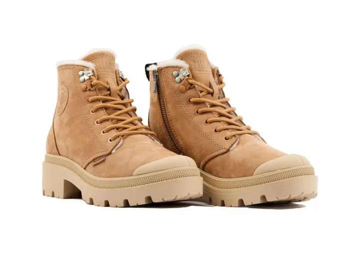 Palladium Pallabase Nubuck Zip Wl Ochre Tan Women Boots