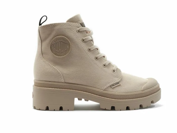 Palladium Pallabase Twill Beige Tan Women Heel Boots