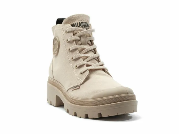 Palladium Pallabase Twill Beige Tan Women Heel Boots