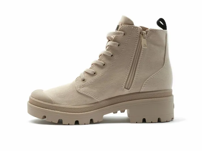 Palladium Pallabase Twill Beige Tan Women Heel Boots