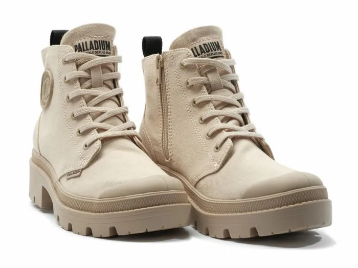 Palladium Pallabase Twill Beige Tan Women Heel Boots