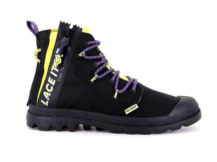 Palladium Pampa Lite Lace It Blackwild Lime Kids Boots