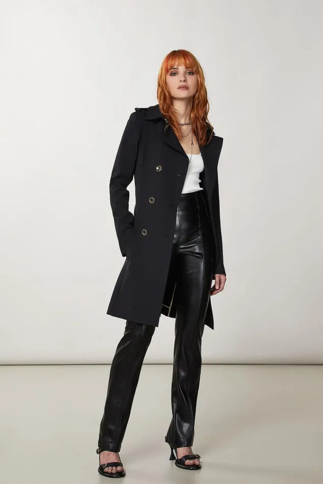 Patrizia Pepe Black 2 Button Jacket Nero Apparel Trench Coats