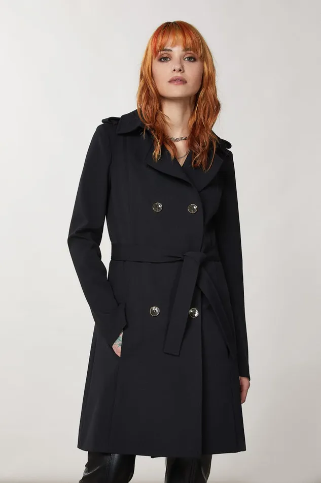 Patrizia Pepe Black 2 Button Jacket Nero Apparel Trench Coats