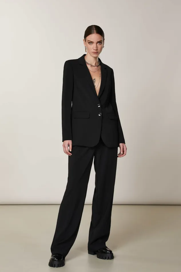 Patrizia Pepe Black Essential Boyfriend Jacket Nero Apparel Blazers
