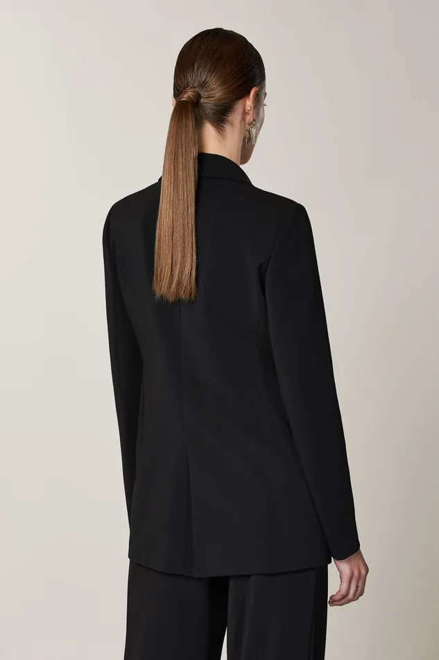 Patrizia Pepe Black Essential Boyfriend Jacket Nero Apparel Blazers