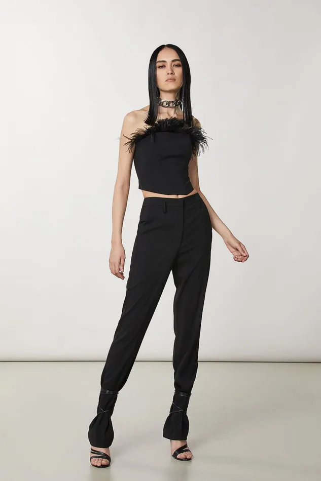 Patrizia Pepe Black Essential Crepe Pants Nero Apparel Straight Cut