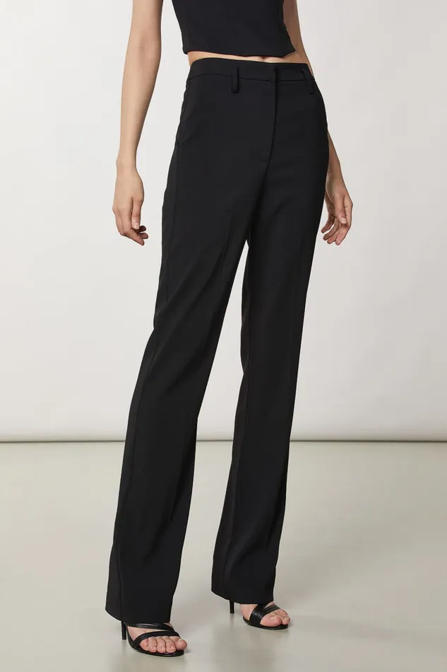 Patrizia Pepe Black Essential Crepe Pants Nero Apparel Straight Cut