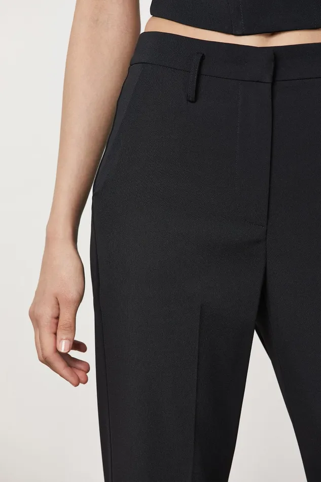 Patrizia Pepe Black Essential Crepe Pants Nero Apparel Straight Cut