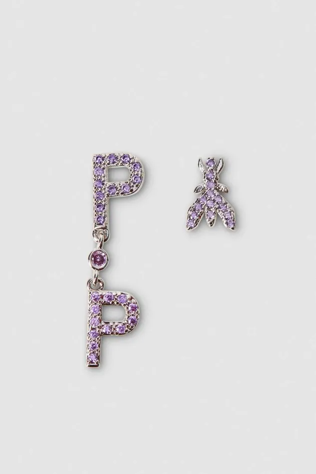 Patrizia Pepe Brass And Glass Earrings Pink Shiny Lilac Accessories