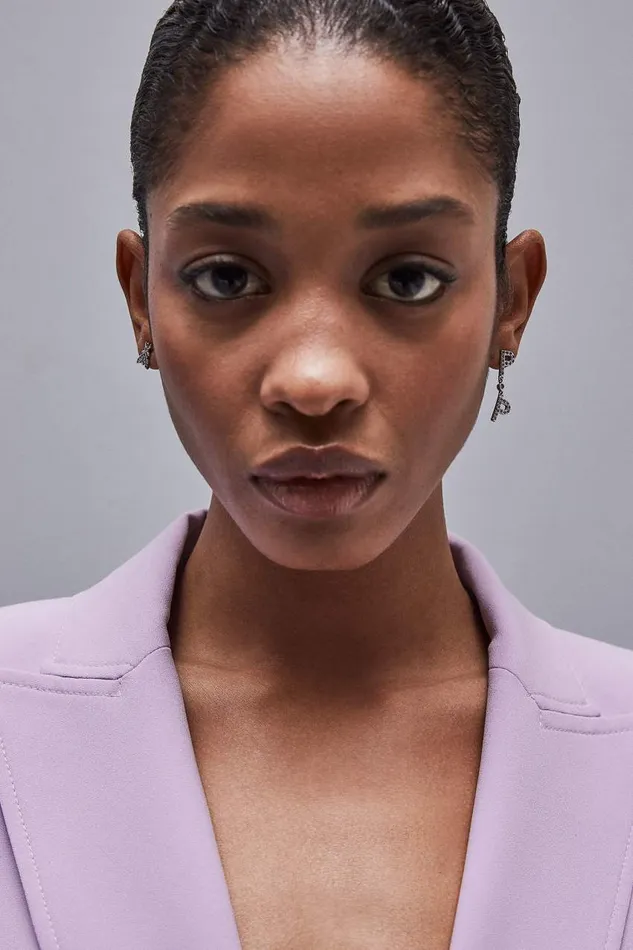 Patrizia Pepe Brass And Glass Earrings Pink Shiny Lilac Accessories