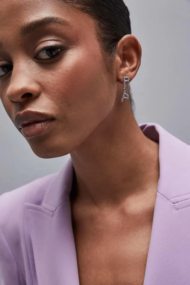 Patrizia Pepe Brass And Glass Earrings Pink Shiny Lilac Accessories